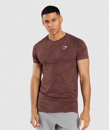 T Shirts Męskie Gymshark Geo Seamless Różowe Brązowe Czarne | PL 3869OKI